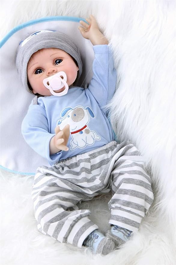 Reborn Baby Doll Clothes for 17-22 Inch Newborn Baby Dolls Clothing Boy Outfit Accessories Puppy Pattern 4pcs Set