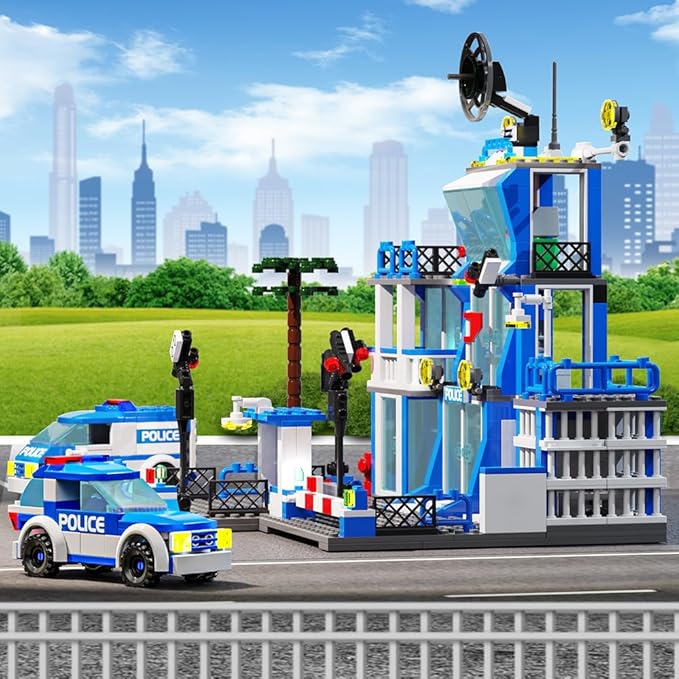MindBox City Police Station Building Sets, 570pcs City Police Sets Toy Building Bricks Kit for Boys 8-12