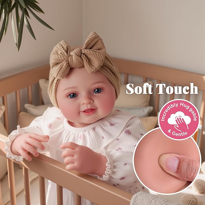 BABESIDE Lifelike Reborn Baby Dolls Tess - 17Inch Cute Soft Vinyl Realistic-Newborn Baby Doll Poseable Smiling Real Life Baby Dolls with Complete Accessories for 3+ Years Old Gifts