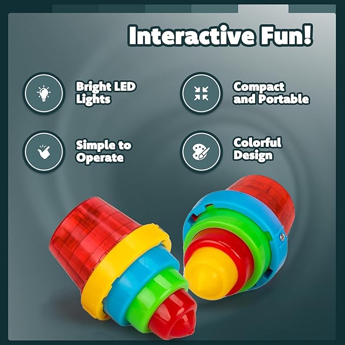 IPIDIPI TOYS Spineez Light Up Spinning Tops – 12-Pack LED Spinner Toys, Easter Basket Stuffers for Kids, Birthday Party Favors, Goodie Bag Stuffers, School Prizes for Boys & Girls – Red