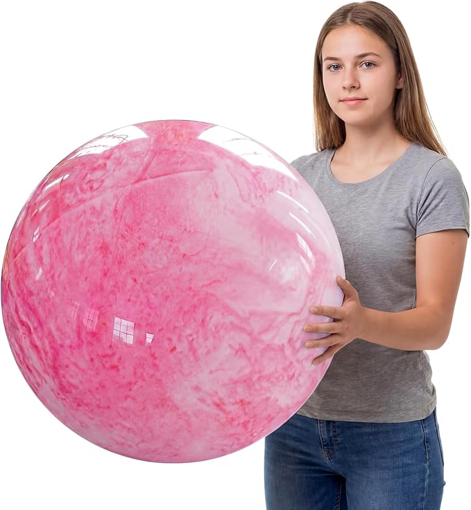 Lewtemi 16 Inch Jumbo Inflatable Playground Ball Marbleized Giant Large Rubber Kickball Four Square Bouncy Balls Giant Beach Dodgeball for Swimming Pool Sports Activities