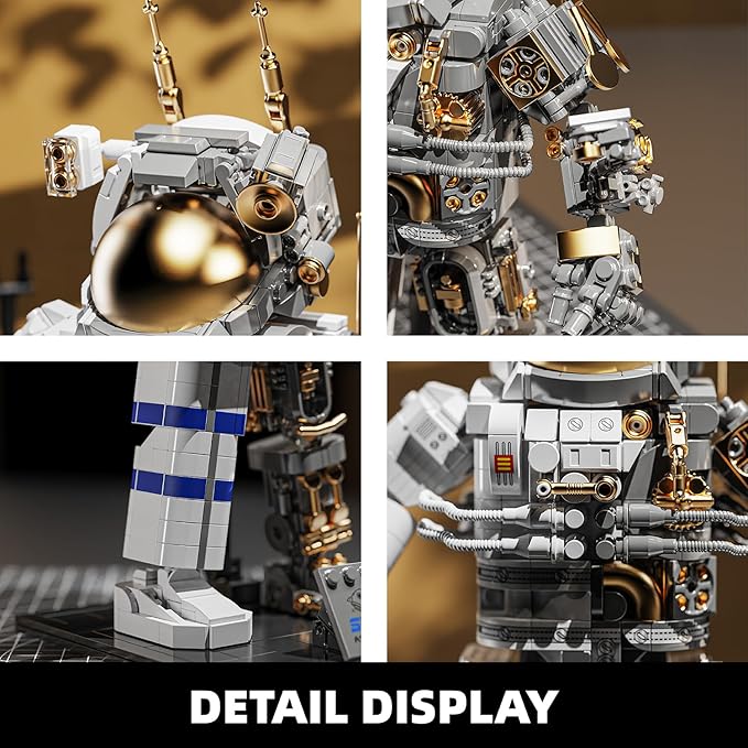 Space Astronaut Building Block Set,860Pcs Spaceman Building Toys with Display Stand, Cool Translucent Design Collection for Home Office Decor, Christmas Birthday Gift for Adults& Boys Age 8-12