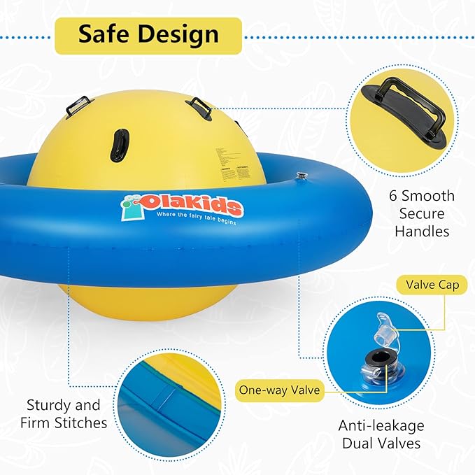OLAKIDS 8FT Inflatable Dome Rocker Bouncer, Outdoor Kids Giant Roll and Play Seesaw Rocker with 6 Secure Handles, Max Weight 250 LBS