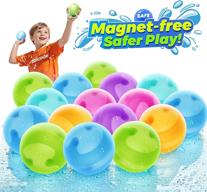 Reusable Water Balloons without Magnets, Silicone Refillable Water splash balls,Quick-Fill, Durable & Leak-Proof, Perfect for Outdoor Summer Water Fun