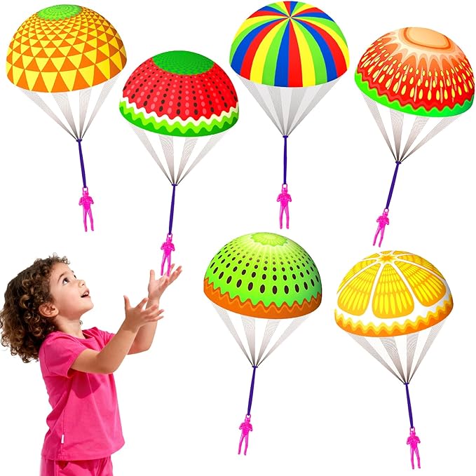 6 Pcs Parachute Toys for Kids 3 4 5 6 7 8-12 Years Hand Throwing Outdoor Toys with Small Figures for Boys Girls Birthday Easter Gifts Party Favors Classroom Prizes Goodie Bags Stuffers