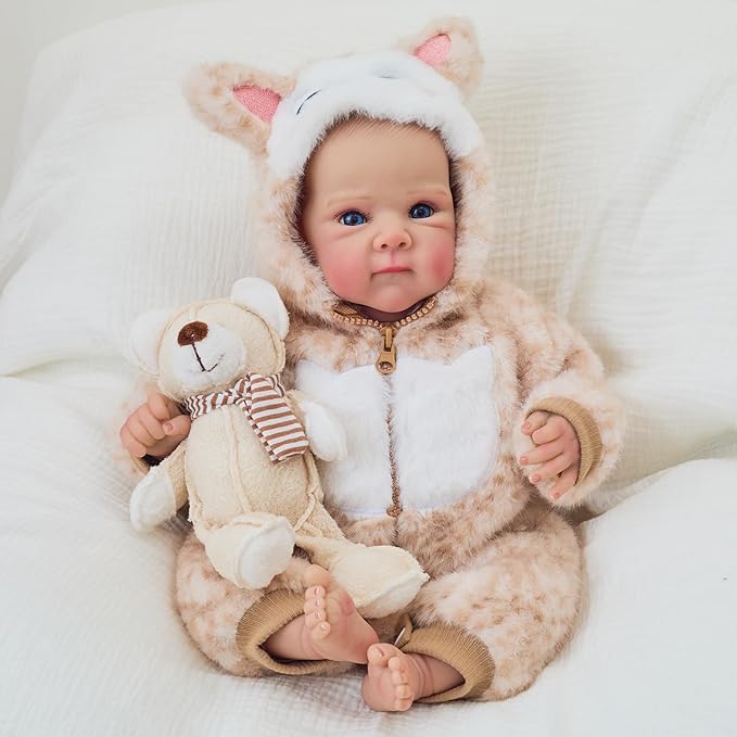 FOCKOF Realistic Reborn Baby Dolls-18 Inch Realistic Baby Doll Girls Soft Cloth Body Reborn Baby with Gift Box for Kids Age 3+