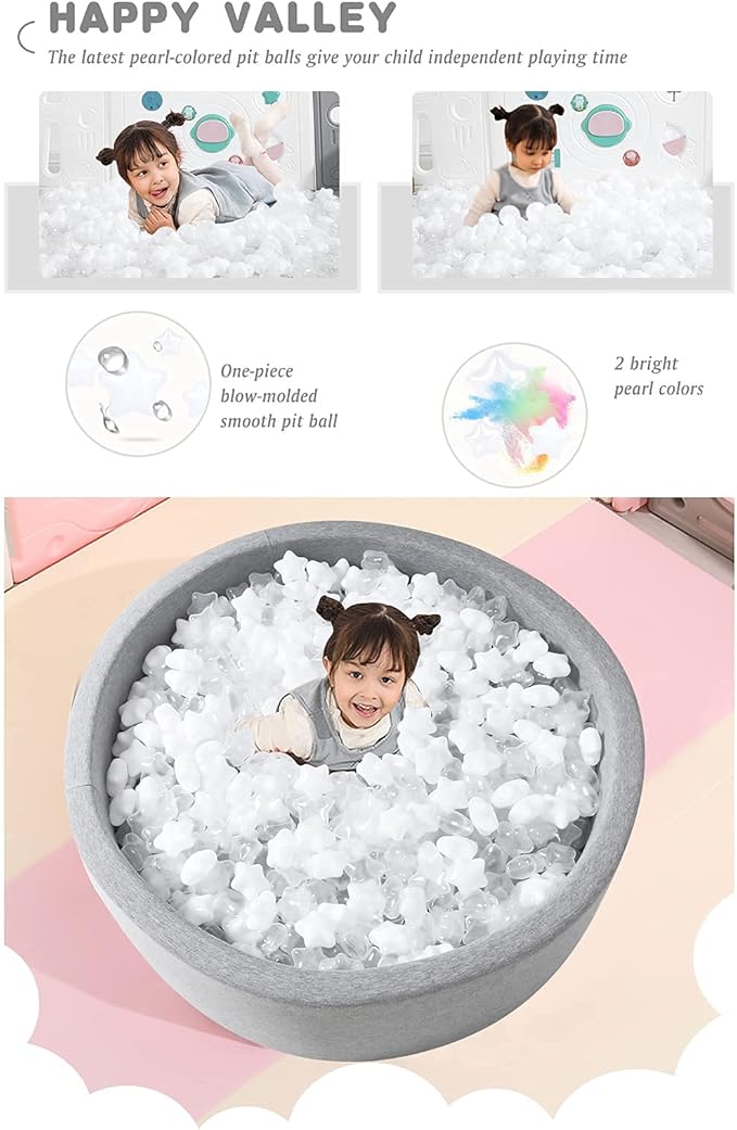 STARBOLO Ball Pit Balls for Toddlers Pack of 100 200 500 - BPA&Phthalate Free Non-Toxic Crush Proof Soft Plastic Balls for 1-5Years Old Toddlers Girl Kids Birthday Pool Playpen Tent Party