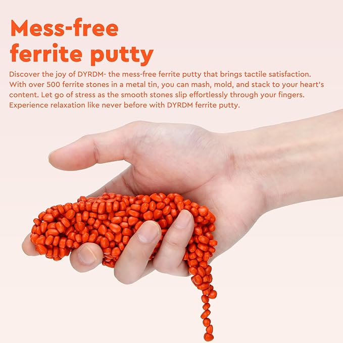 500+ Original Ferrite Putty Orange, Sensory Stones, Adult Fidget Stress Relief Desk & Office Item, Ferrite Stones Stocking Stuffers Gifts