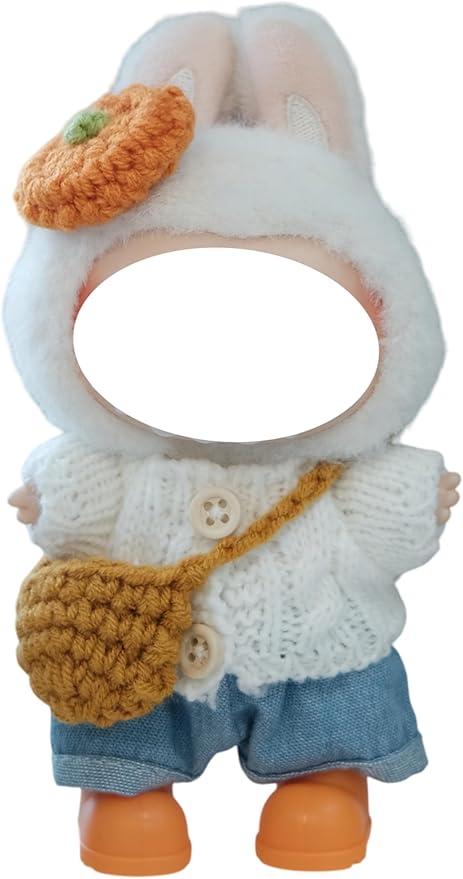 Clothes for 17cm Doll, 5 pcs Set Doll's Outfits Luxury Dress Shirt Pants Persimmon Headpieces Shoes Crochet Bag Accessories Fashion Stylish Adorable Dolls Clothes (No Doll) (Persimmon Yellow)