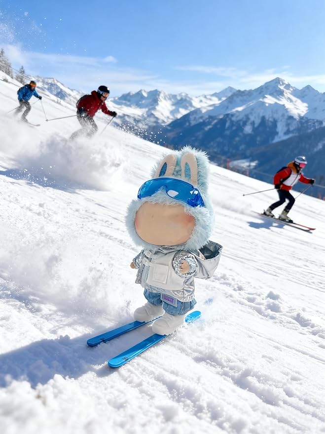 Clothes for 17cm Doll, 5 pcs Set Doll's Outfits Luxury Sports Skiing Shirt Pants Glasses Ski Boots Accessories Fashion Stylish Adorable Dolls Clothes (No Doll) (Luxury Skiing Blue)