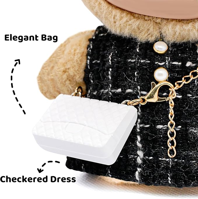 Clothes for 17cm Dolls, Premium Dolls Accessories with Luxury Chic Style Set High-End Fashion Outfit for Play & Display Black (Including Bag)