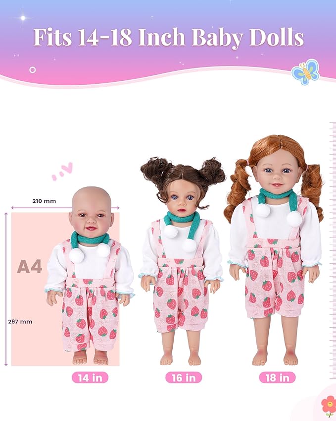 BABESIDE 6 Sets of Baby Doll Clothes for 14-18 Inch Dolls, Cute Babydolls Clothes and Dolls Dress with Baby Doll Accessories for Kids Pretend Play Toys