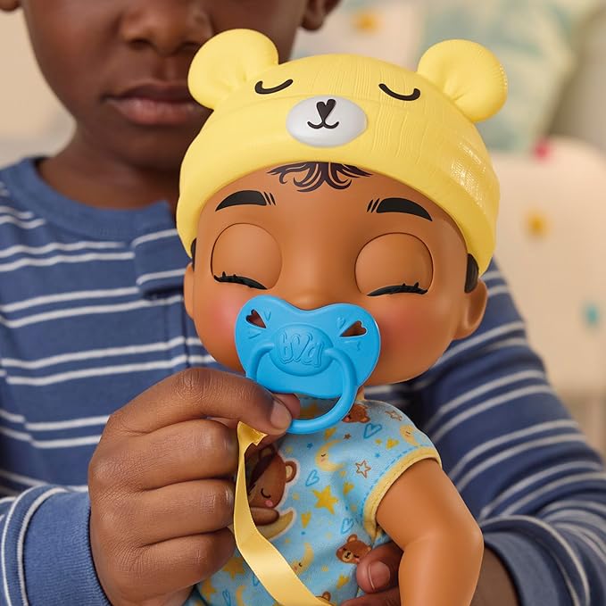 Baby Alive Lil Dreamer Snoozer Bear Sleepy Boy Baby Doll Set, Black Hair, Fun Sleepover Theme, Preschool Toys for Kids 3 Years & Up