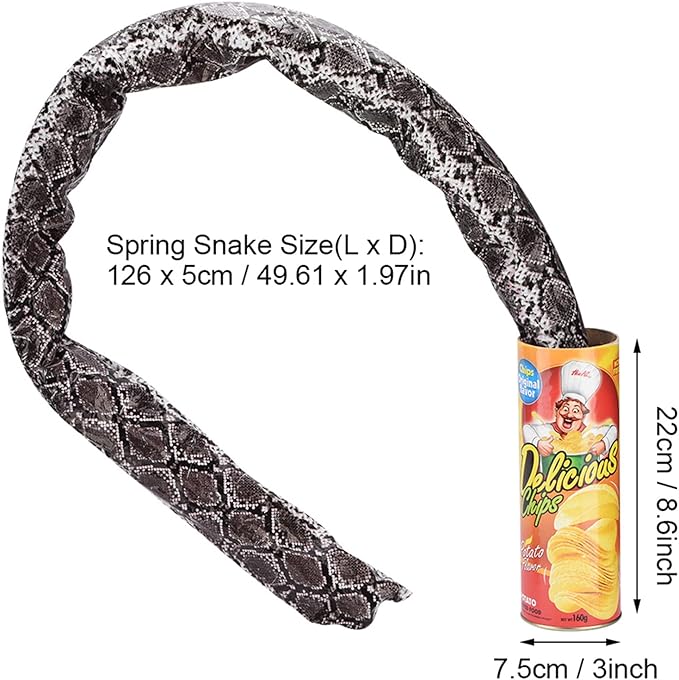 Funny Prank Gadgets Hilarious Joke Toys Spring Snake Prank Can Chip Can Packaging Shocking Pop Out Snake Trick Toy for Parties Gags