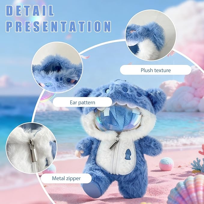 Shark Clothes for Dolls,1-Piece Marine-Themed Costume Accessory, Compatible 6.7 Inch(17cm ) Doll, Personality Adorable Dolls Clothes Accessories (Shark-Blue)
