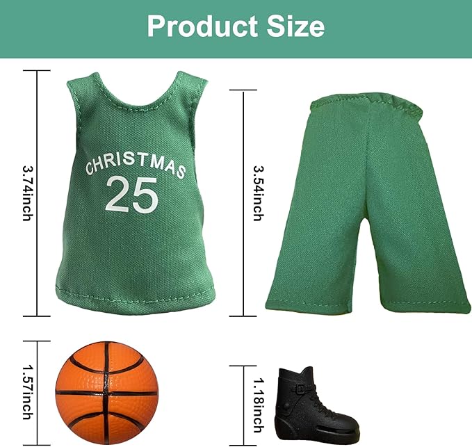 Sport Christmas Elf Accessories for Elf Doll Clothes Included Jerseys, Shorts, Shoes, Basketball (Basketball)