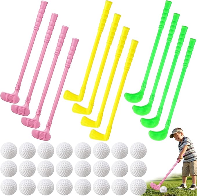 24 Pcs Plastic Mini Golf Clubs for Toddlers, Kids Golf Clubs Toy Set, Toy Balls for Kids Toddlers Outdoor Indoor Lawn Sports for Boys Girls (Bright)