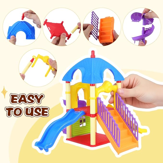 Garneck Miniature Playground Set Dollhouse Decor: Mini Playground Model with Slide and Stairs Plastic Furniture Accessory for Dollhouse Sand Table Diorama Small Playset Home Decoration