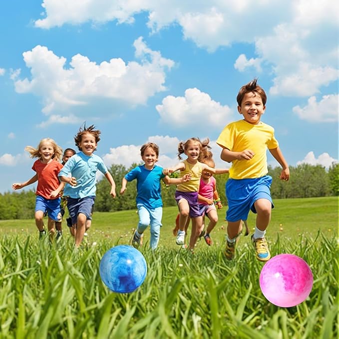 AMOR PRESENT 2PCS Inflatable Playground Balls, 8.7 Inch Marbleized Bouncy Balls Rubber Kickballs Giant Dodgeballs, for Indoor Outdoor Ball Games