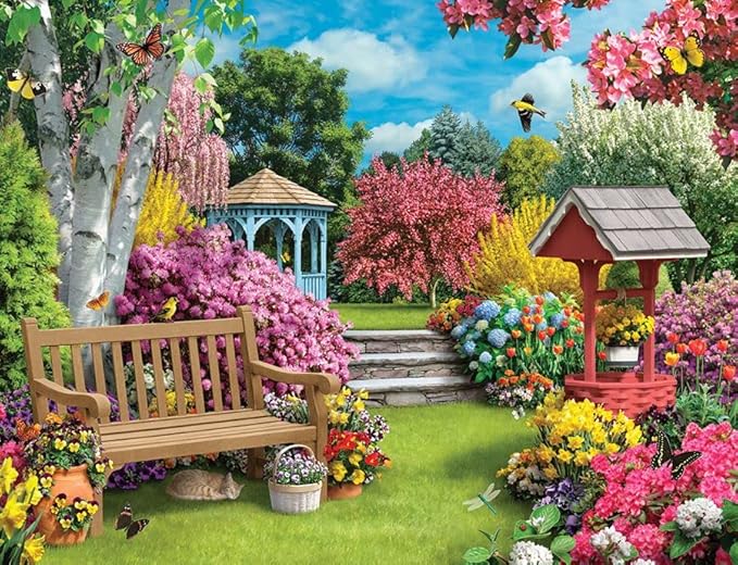 Springbok Beautiful Blossoms 500 Piece Jigsaw Puzzle for Adults Features a Dreamy Garden Scene in Spring with Blooms of Every Color
