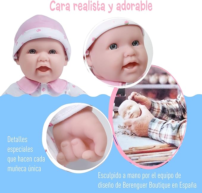 JC Toys - La Baby | Caucasian 16-inch Medium Soft Body Baby Doll | Washable | Removable Pink Outfit w/Hat and Pacifier | for Children 12 Months +