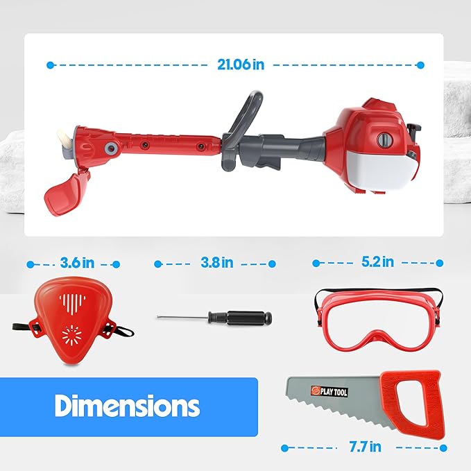 Toy Choi's Kids Weed Wacker Toy, Power Tool Weed Trimmer with Lights & Sounds, Pretend Play Garden Kit with Goggles & Mask, Toddler Outdoor Christmas Birthday Gifts for Boys Girls Age 3-7