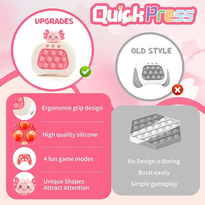 Axolotl Popular Push Toys, Quick Push Puzzle Handheld Game Fidget Toys, Fun Popular Sensory Toys, Axolo 3-12-year-old Children's Birthday Gifts Party Favors