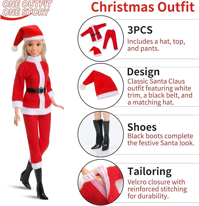 11.5 inch Themed Doll Clothes & Accessories – Educational Role Play Gift Set for Girls with 5 Outfits (Christmas, Wedding, Graduation, Mermaid, Ballet), 1 Puppy, 5 Shoes & 3 Headbands (No Doll)