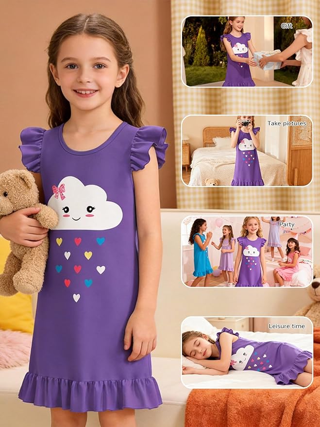 LQSZ Doll and Girl Matching Nightgown Outfit Pajamas Nightie Nightgown for Girls and Dolls Clothes