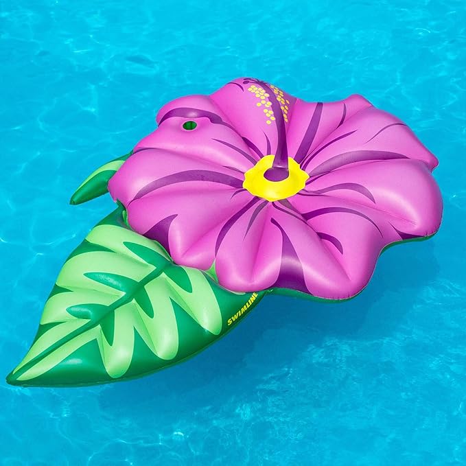 SWIMLINE Inflatable Swimming Pool Float Lounger Raft Mattress, Fun Mat, Hibiscus Flower, Purple