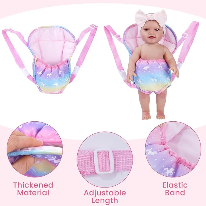 BABESIDE Baby Doll Accessories, Doll Carrier with 2 Doll Diapers – Baby Dolls Accessories Set for 12-15 Inch Dolls, Pretend Play Gift for Girls