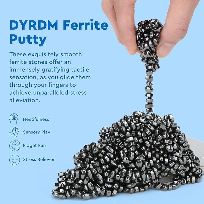 500+ Original Ferrite Putty Black, Sensory Stones, Adult Fidget Stress Relief Desk & Office Item, Ferrite Stones Stocking Stuffers Gifts