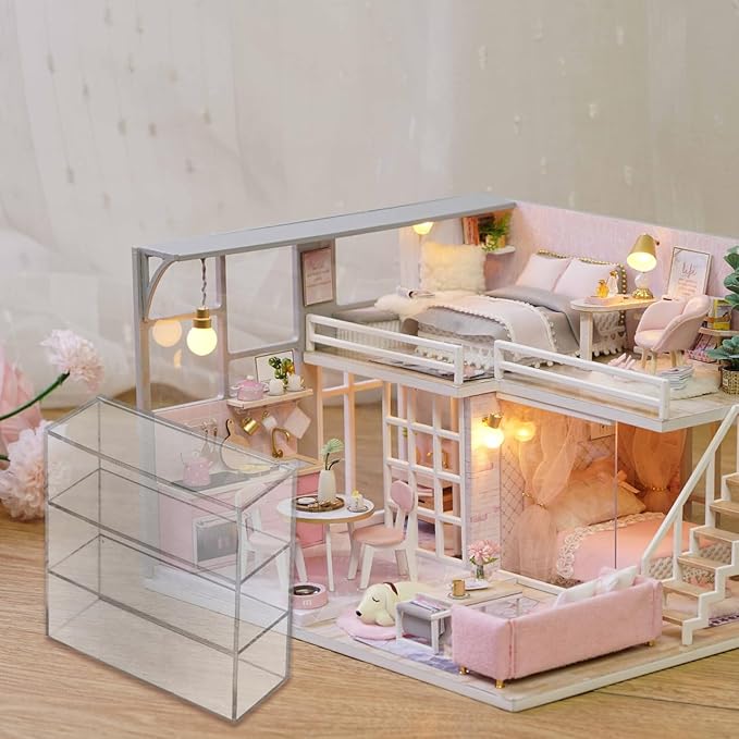 SEWACC Miniature Acrylic Furniture Miniature Storage Case Decorative Doll House Accessory