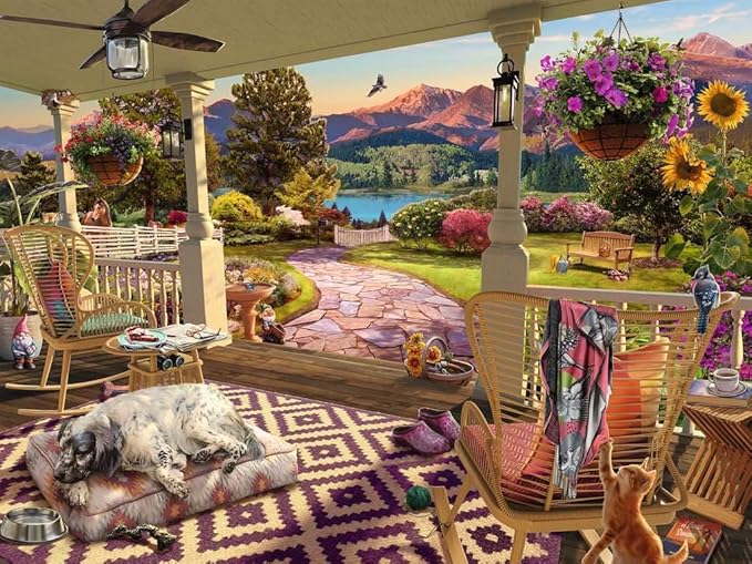 Ravensburger Cozy Front Porch 750 Piece Large Format Jigsaw Puzzle | Premium Quality | Unique Softclick Technology for an Enriching Experience