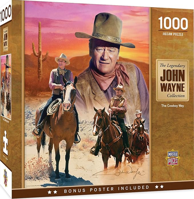 MasterPieces 1000 Piece John Wayne Jigsaw Puzzle for Adults, Family, Or Youth - The Cowboy Way - 19.25"x26.75"