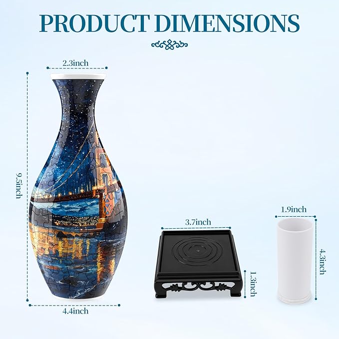 3D Puzzles Vase for Adults, Crafts for Adults, 160 Pieces Plastic DIY Unique Flower Vase with LED Light House Warming Gift Birthday Gifts for Flower Arrangements and Home Decor (Bridge)