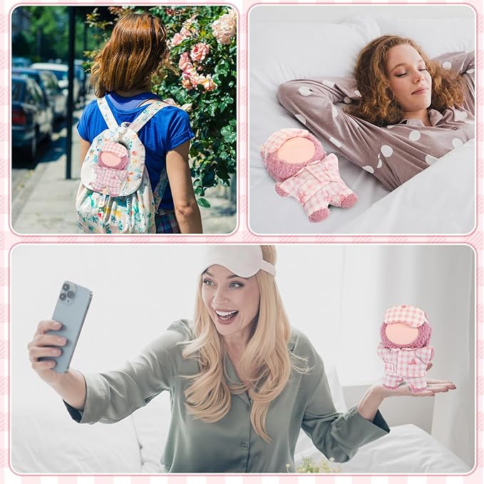 Simgoing 17cm Doll Clothes Pajamas Set with Pants Eye Mask Good Night Bedding Clothes Outfit Gifts Fits Most 17cm Dolls Accessories for DIY Dress up Lovers(Pink Bow)
