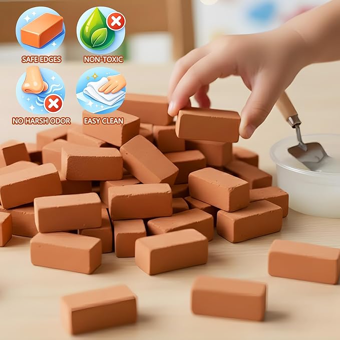 House Building Set for Kids 4+, Mini Brick Construction Kit with Mortar, STEM Architecture Blocks, Reusable DIY Projects, Creative Birthday Gift