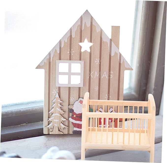 Toyvian Miniature Toys Crib Decor Miniature Bedroom Accessory Doll Crib Ornament Accessory Toy Small Doll Model Room Decor Small Crafts Wooden House
