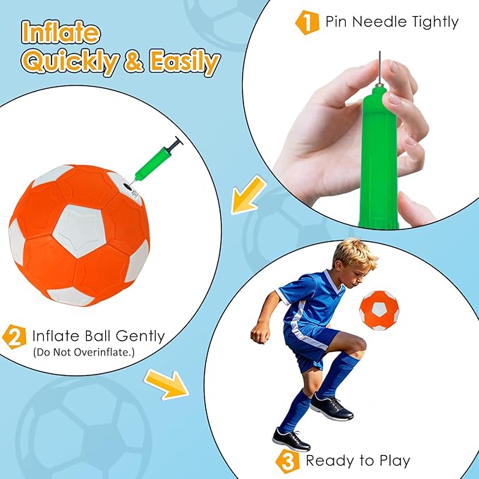 Curve Soccer Ball for Kids Size 4, Swerve Soft Soccer Ball for Boys and Girls, Indoor and Outdoor Activities Games, Safe Kick Play in Inside House, Backyard and Lawn, Comes with Pump