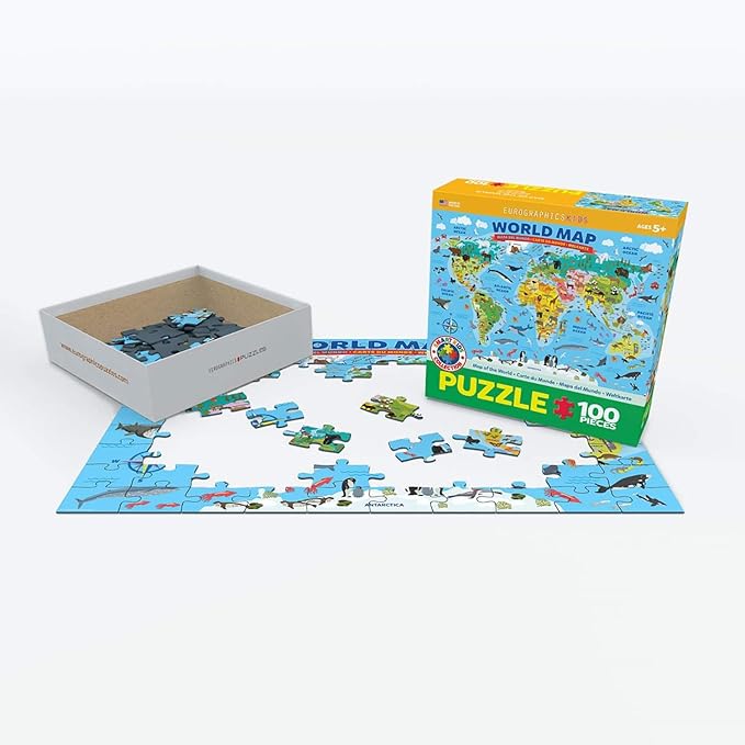 EuroGraphics Illustrated Map of The World 100-Piece Puzzle