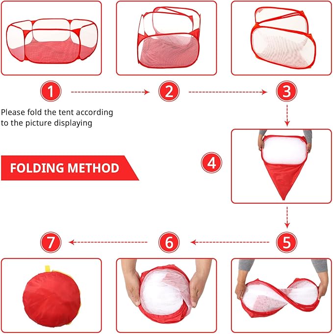 STARBOLO Cute Kids Ball Pit Ball Pool Play Tent,Indoor Collapsible Ball Pit Fence for Boys Girls Pets Puppy Cats, with Carry Tote, Balls Not Included (Red)