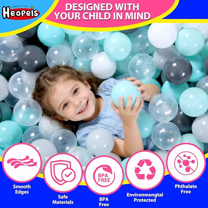 STARBOLO Ball Pit Balls for Toddlers Pack of 100 200 500 - BPA&Phthalate Free Non-Toxic Crush Proof Soft Plastic Balls for 1-5Years Old Toddlers Girl Kids Birthday Pool Playpen Tent Party
