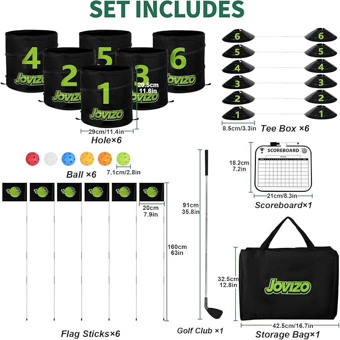 Backyard Golf Game Set, 6 Hole Portable Golf Yard Game with Flags, Balls, Club and Scoreboard, Outdoor & Indoor Lawn Practice Game for Family and Friends