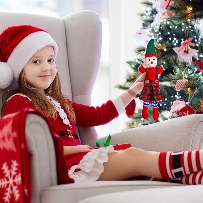 Hungdao 4 Pcs Christmas Doll Clothes Christmas Accessories Doll Clothing Red Green Plaid Dress Xmas Tree Holiday Outfits for Boys Girls Xmas Party Supplies