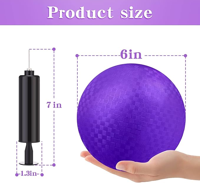 Yunsailing 24 Pack Dodgeballs Bulk 6 Inch Operation Christmas Playground Balls Rubber Bouncy Inflatable Kickball with Pump for Kids Adult Outdoor Handball Game Christian Donation Gift (Dark Purple)