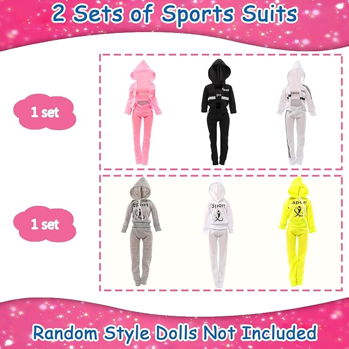 16 Pcs Doll Clothes and Accessories Including Multiple Styles Sports Suit Tops Pants Sun Hat Pocket Scooter Sunglasses Headset with 5 Shoes for 11.5 inch Girl Dolls