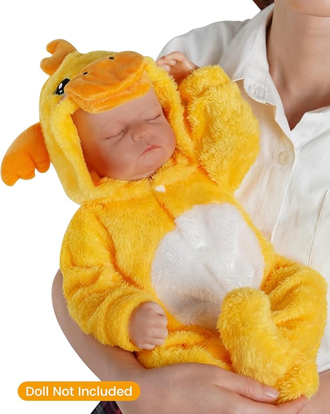BABESIDE Reborn Baby Doll Clothes for 17-20 Inch Dolls Accessories,Cute Yellow Duck Baby Doll Clothes with Hat for Realistic Babydolls, Pretend Play Gift for Girls Boys Kids Birthday Christmas