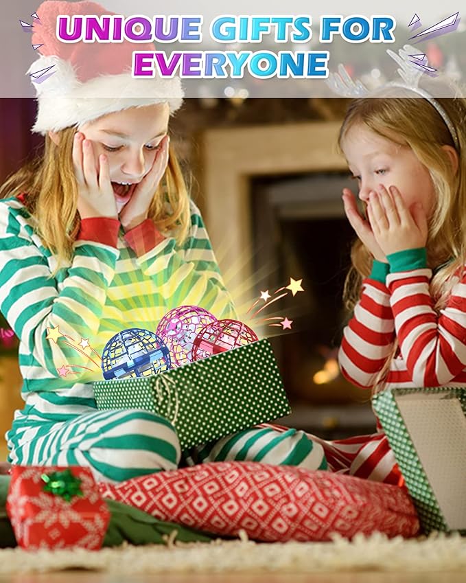 Magic Flying Orb Ball with Lights, UFO Hand Operated Mini Drone,Galactic Fidget Spinner Boomerang Hover Balls,Easter Birthday Gifts Toy for 6 7 8 9 10+ Year Old Boy Girl Teens,Easter Basket Stuffers