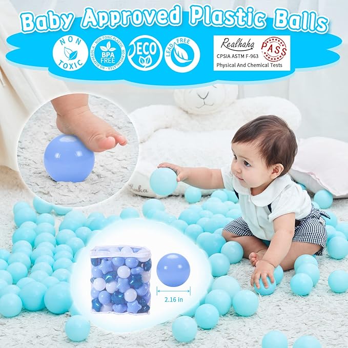 Realhaha Ball Pit Balls 50 100 200 500, Star Shapes for Babies Kids Playpen Plastic Balls for Babies Ball Pool Puppy Playballs